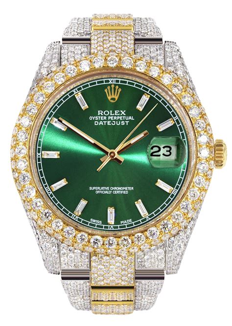 green face rolex with diamonds|rolex datejust 41 green dial.